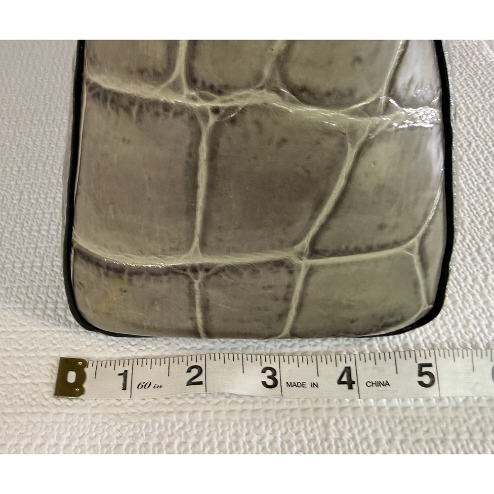 Dooney & Bourke Croc Embossed Leather Hobo Gray Luxe Chic Handbag - Picture 9 of 16